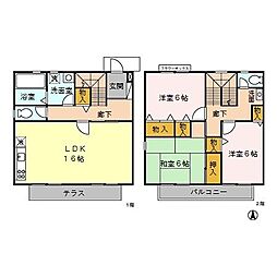 京王高尾線 めじろ台駅 徒歩14分の賃貸アパート 1階3LDKの間取り