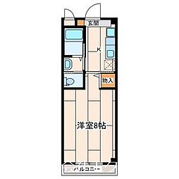 JR横浜線 橋本駅 徒歩11分の賃貸マンション 1階1Kの間取り