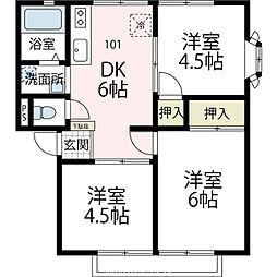 JR相模線 南橋本駅 徒歩12分の賃貸アパート 1階3DKの間取り