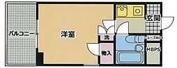 JR中央本線 西八王子駅 徒歩5分の賃貸マンション 2階1Kの間取り