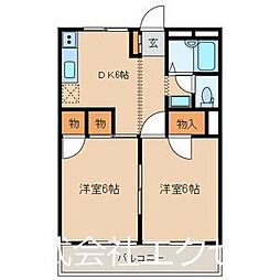 京王相模原線 京王永山駅 徒歩11分の賃貸マンション 1階2DKの間取り