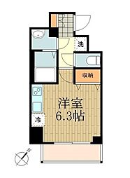 JR中央本線 豊田駅 徒歩2分の賃貸マンション 6階ワンルームの間取り