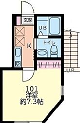 多摩都市モノレール 大塚・帝京大学駅 徒歩8分の賃貸アパート 1階1Kの間取り