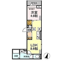 JR中央本線 八王子駅 徒歩8分の賃貸アパート 1階1LDKの間取り