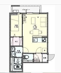 JR中央本線 西八王子駅 徒歩7分の賃貸アパート 2階1LDKの間取り
