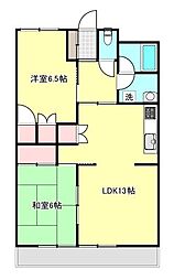 JR中央本線 西八王子駅 徒歩13分の賃貸マンション 1階2LDKの間取り