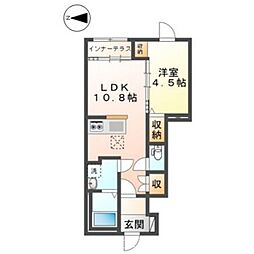 八王子市大谷町アパート 1LDKの間取図画像
