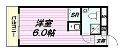 エトワール暁町 1Kの間取図画像