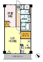 La・nature 2階1LDKの間取り