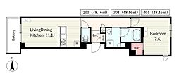 オキシジェーン錦糸町 1LDKの間取図画像