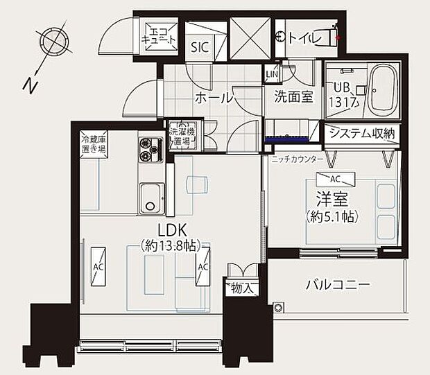 THE　ROPPONGI　TOKYO(1LDK) 17階/1719の間取り