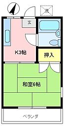 ハイツ森屋 1Kの間取図画像
