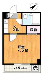 都営三田線 板橋本町駅 徒歩12分の賃貸マンション 3階1Kの間取り