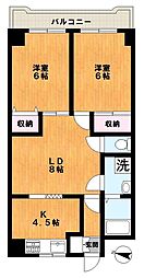 産盟ハイツ 2LDKの間取図画像