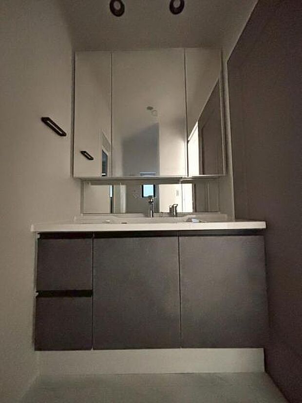 一日の始まりと終わりは洗面化粧台から。清潔感と機能性を備えたパウダールームです。