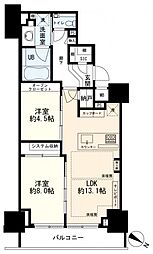 シティハウス目黒ザ・ツインSOUTH棟 2LDKの間取図画像