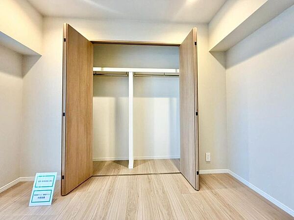 大きなクローゼット。我が家のクローゼットは子供のおもちゃの空き箱でいっぱいですが、これだけ広い収納があればパパのスーツやママのバッグもしまえそうですね！