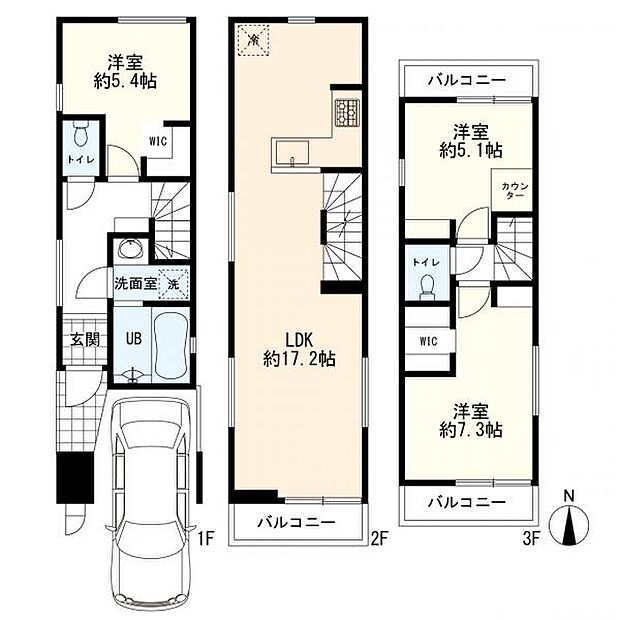 間取り(3LDK+カーポート)