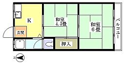 栗田コーポ 2Kの間取図画像