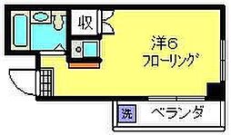 エルミタージュ 2階1Kの間取り