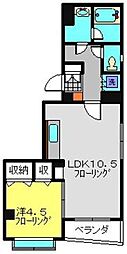 グリシン中原 2階1LDKの間取り