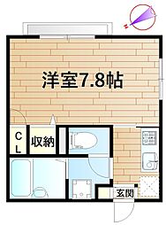 ハピネス小杉 1階1Kの間取り