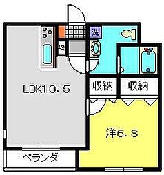 A&W御殿 1LDKの間取図画像
