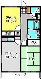 T.S.1ビル睦月館 2DKの間取図画像