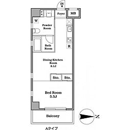 レジディア武蔵小杉 ワンルームの間取図画像