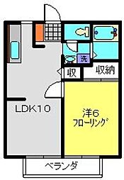 柴田ガーデンハイツG 1LDKの間取図画像
