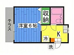 サンセット 1Kの間取図画像