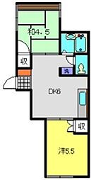 第2加藤ハイツ 1LDKの間取図画像