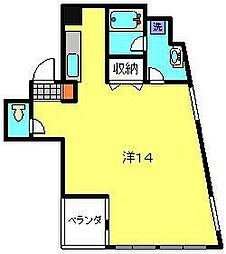 タイガービル ワンルームの間取図画像