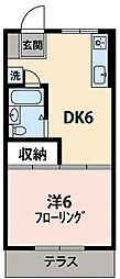 ハニーハイツ松野 1DKの間取図画像