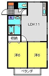 プリーマハイツ 2LDKの間取図画像