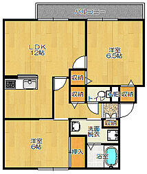 清滝苑2 2LDKの間取図画像