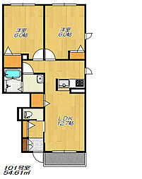 MONTAGNE　TOYAMA(モンターニュトヤマ) 1階2LDKの間取り