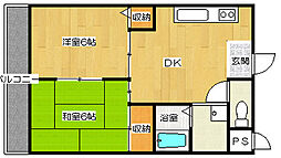 ラリーブコート 2DKの間取図画像