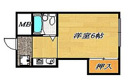 ハースサイドナカガイト ワンルームの間取図画像