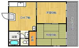 松光ハイツ 2DKの間取図画像