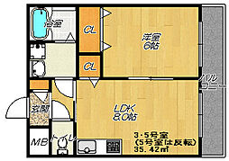 ディアコートソレイユ2 1LDKの間取図画像