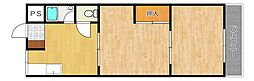 河西コーポ 2DKの間取図画像