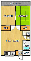 エクセル鴻池 2LDKの間取図画像