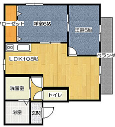 カサグランデA棟 2LDKの間取図画像
