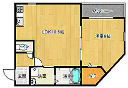 JR片町線(学研都市線) 野崎駅 徒歩1分の賃貸マンション 2階1LDKの間取り