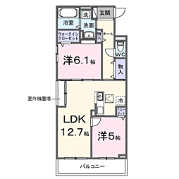 JR片町線(学研都市線) 野崎駅 徒歩26分の賃貸アパート 1階2LDKの間取り