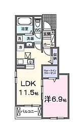 JR片町線(学研都市線) 住道駅 徒歩23分の賃貸アパート 1階1LDKの間取り