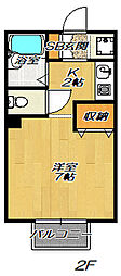 アンシャンテ池之端 1Kの間取図画像