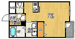 ゴールドクレスト ワンルームの間取図画像