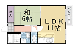 ウエストヒルＢ棟 2階1LDKの間取り